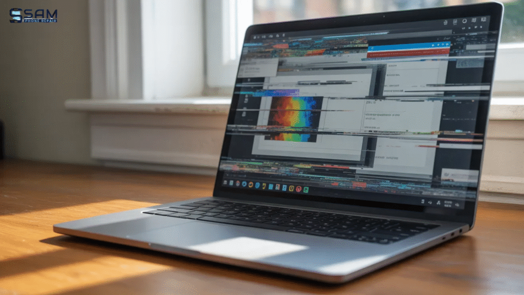 Software Glitches Appear on a Laptop